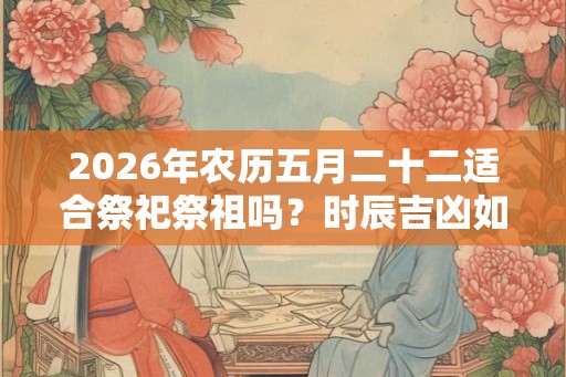 2026年农历五月二十二适合祭祀祭祖吗？时辰吉凶如何？