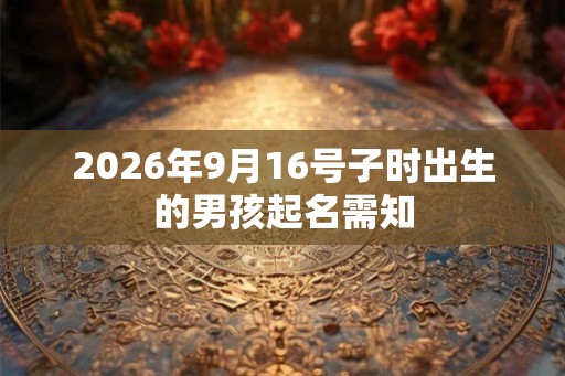 2026年9月16号子时出生的男孩起名需知