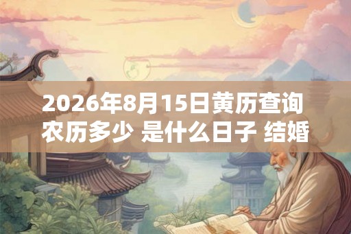 2026年8月15日黄历查询 农历多少 是什么日子 结婚吉时
