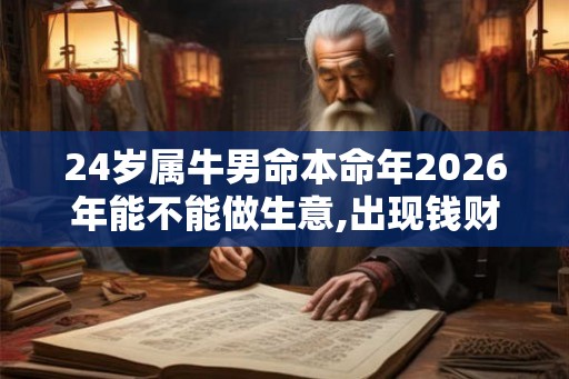24岁属牛男命本命年2026年能不能做生意,出现钱财尽空的局面