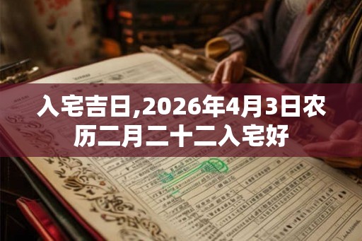 入宅吉日,2026年4月3日农历二月二十二入宅好