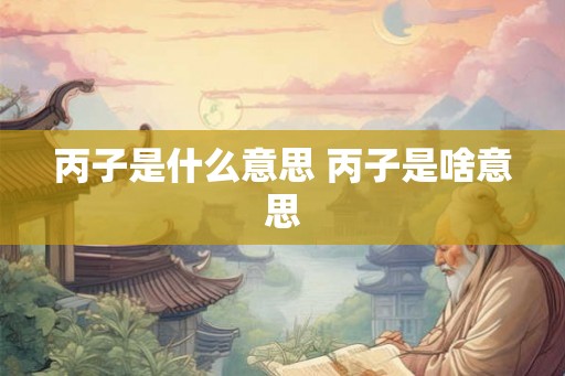 丙子是什么意思 丙子是啥意思