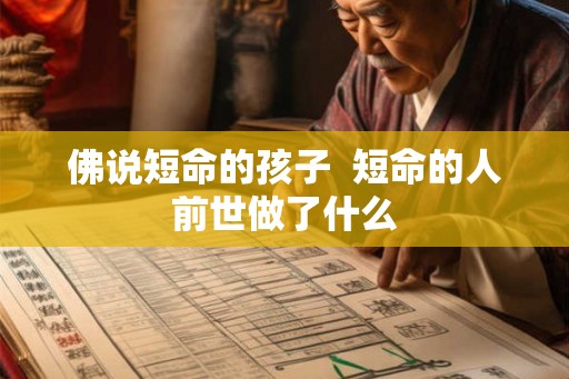 佛说短命的孩子  短命的人前世做了什么