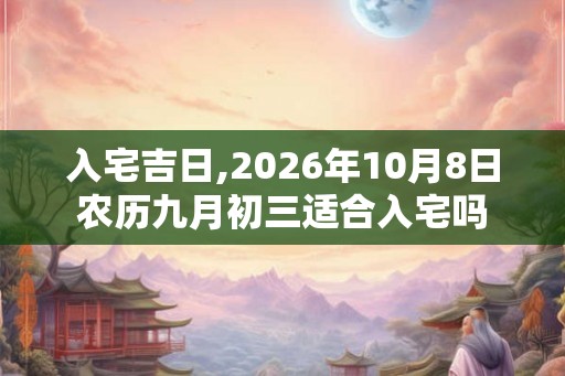 入宅吉日,2026年10月8日农历九月初三适合入宅吗