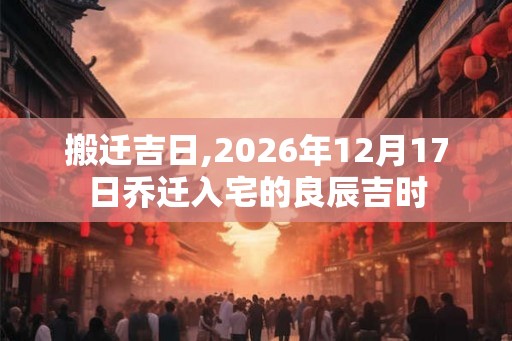 搬迁吉日,2026年12月17日乔迁入宅的良辰吉时