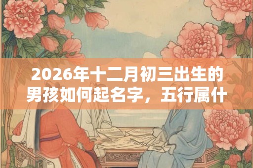 2026年十二月初三出生的男孩如何起名字，五行属什么
