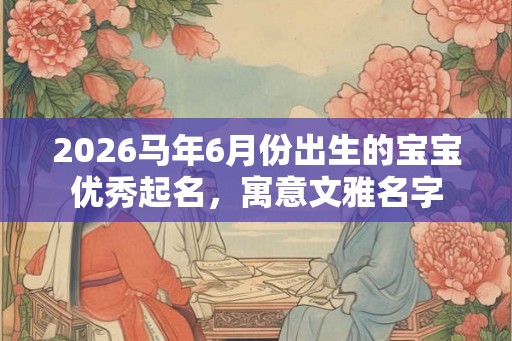 2026马年6月份出生的宝宝优秀起名，寓意文雅名字