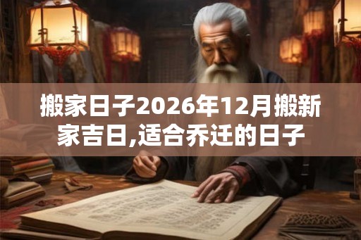 搬家日子2026年12月搬新家吉日,适合乔迁的日子 搬家日子2026年12月搬新家吉日,适合乔迁的日子