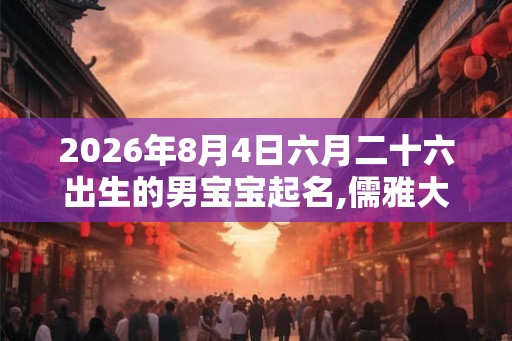 2026年8月4日六月二十六出生的男宝宝起名,儒雅大方