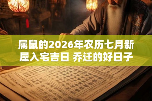 属鼠的2026年农历七月新屋入宅吉日 乔迁的好日子