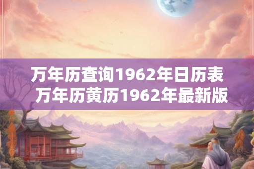 万年历查询1962年日历表  万年历黄历1962年最新版本