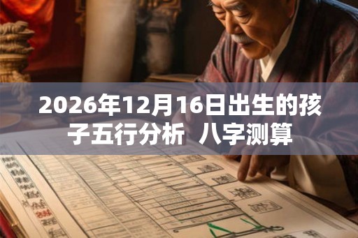 2026年12月16日出生的孩子五行分析 八字测算 2026年12月16日出生的孩子五行分析 八字测算
