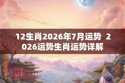 12生肖2026年7月运势  2026运势生肖运势详解