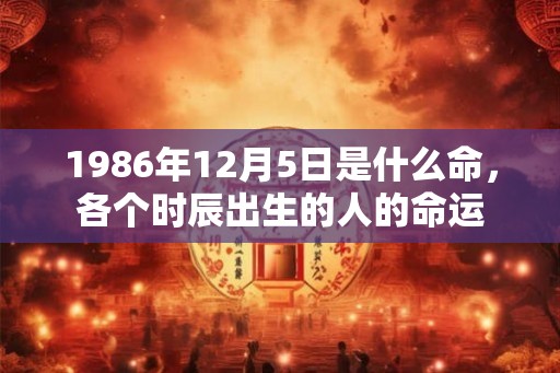 1986年12月5日是什么命，各个时辰出生的人的命运