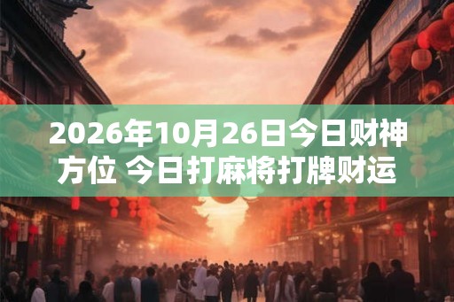2026年10月26日今日财神方位 今日打麻将打牌财运方位