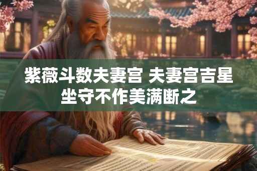 紫薇斗数夫妻宫 夫妻宫吉星坐守不作美满断之