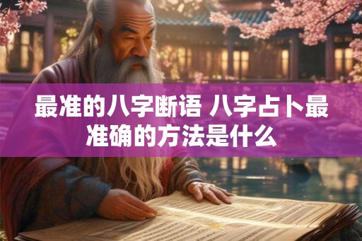 最准的八字断语 八字占卜最准确的方法是什么 最准的八字断语 八字占卜最准确的方法是什么