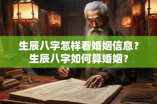 生辰八字怎样看婚姻信息？生辰八字如何算婚姻？