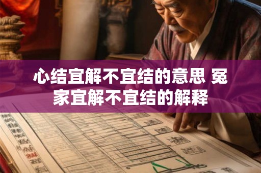 心结宜解不宜结的意思 冤家宜解不宜结的解释