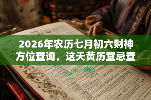 2026年农历七月初六财神方位查询，这天黄历宜忌查询