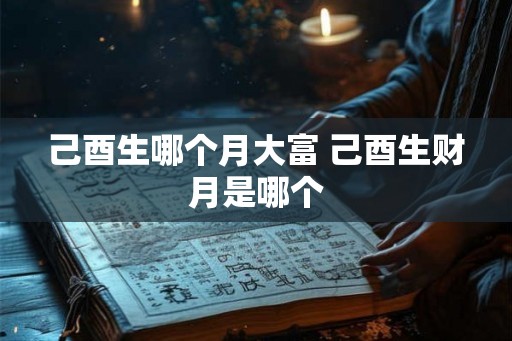 己酉生哪个月大富 己酉生财月是哪个 己酉生哪个月大富 己酉生财月是哪个