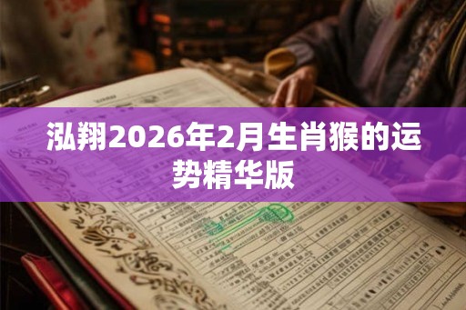 泓翔2026年2月生肖猴的运势精华版
