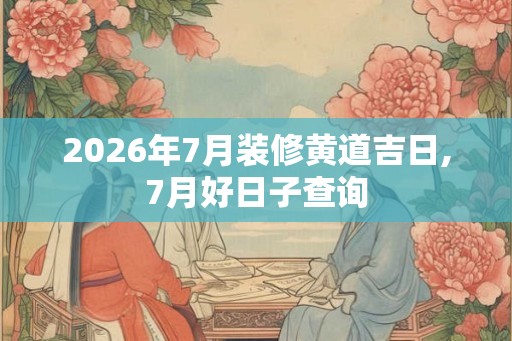 2026年7月装修黄道吉日,7月好日子查询