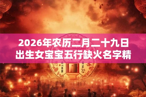 2026年农历二月二十九日出生女宝宝五行缺火名字精选