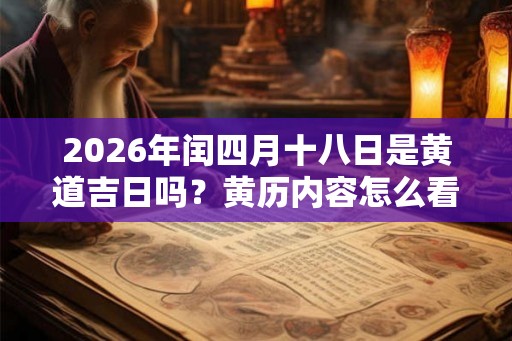 2026年闰四月十八日是黄道吉日吗?黄历内容怎么看? 2026年闰四月十八日是黄道吉日吗?黄历内容怎么看?