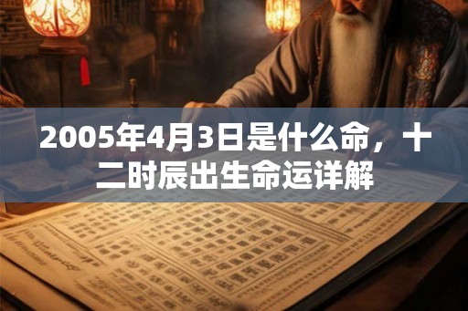 2005年4月3日是什么命，十二时辰出生命运详解