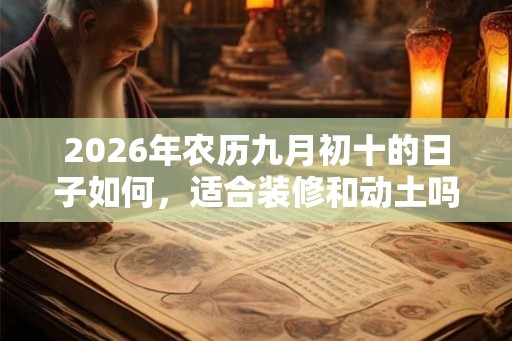 2026年农历九月初十的日子如何，适合装修和动土吗？