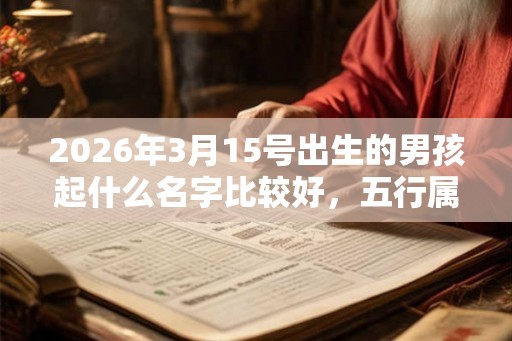 2026年3月15号出生的男孩起什么名字比较好，五行属什么