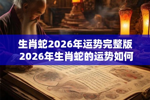 生肖蛇2026年运势完整版 2026年生肖蛇的运势如何