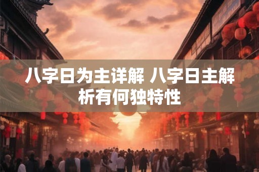 八字日为主详解 八字日主解析有何独特性 八字日为主详解 八字日主解析有何独特性