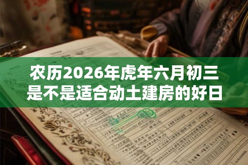农历2026年虎年六月初三是不是适合动土建房的好日子？