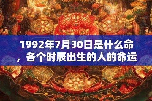 1992年7月30日是什么命，各个时辰出生的人的命运