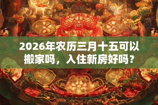 2026年农历三月十五可以搬家吗，入住新房好吗？