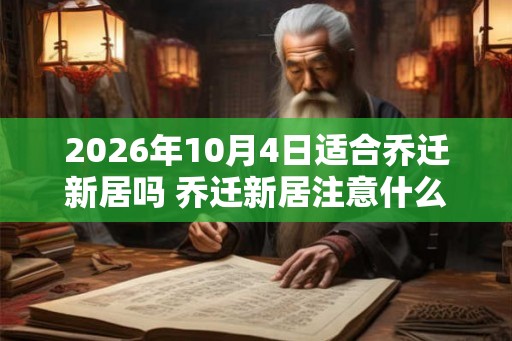 2026年10月4日适合乔迁新居吗 乔迁新居注意什么风水