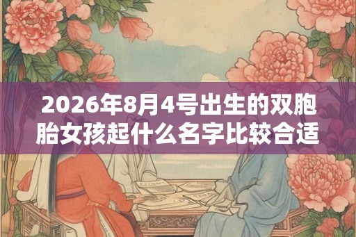 2026年8月4号出生的双胞胎女孩起什么名字比较合适，五行属什么？