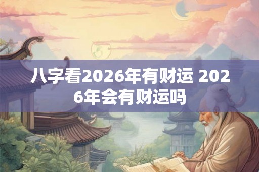 八字看2026年有财运 2026年会有财运吗