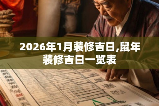 2026年1月装修吉日,鼠年装修吉日一览表 2026年1月装修吉日,鼠年装修吉日一览表