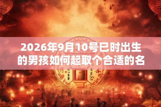2026年9月10号巳时出生的男孩如何起取个合适的名字，五行属什么