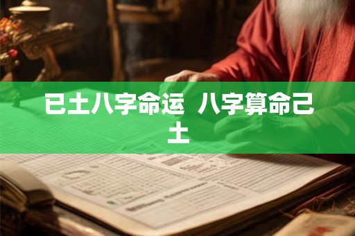 已土八字命运  八字算命己土