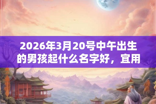 2026年3月20号中午出生的男孩起什么名字好，宜用什么字？