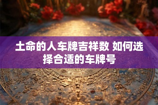 土命的人车牌吉祥数 如何选择合适的车牌号 土命的人车牌吉祥数 如何选择合适的车牌号