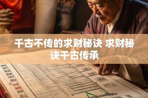 千古不传的求财秘诀 求财秘诀千古传承 千古不传的求财秘诀 求财秘诀千古传承