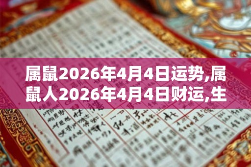属鼠2026年4月4日运势,属鼠人2026年4月4日财运,生肖鼠2026年4月4日运势