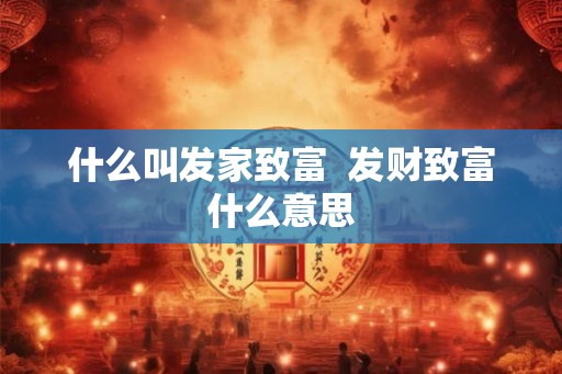 什么叫发家致富  发财致富什么意思