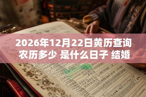 2026年12月22日黄历查询 农历多少 是什么日子 结婚吉时 2026年12月22日黄历查询 农历多少 是什么日子 结婚吉时