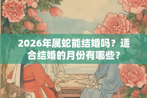 2026年属蛇能结婚吗？适合结婚的月份有哪些？